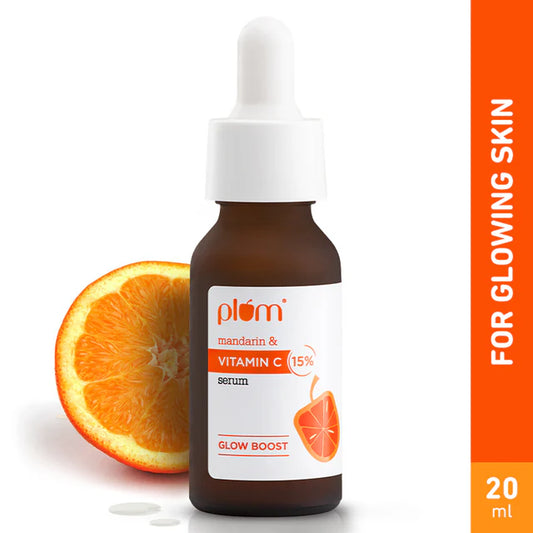Plum 15% Vitamin C Serum for Glowing Skin | for Oily, Dry & Combination Skin | Reduce Pigmentation & Dark Spot |with Mandarin | Non-Irritating, Hydrating & Soothing | Face Serum for Men & Women | 10ml