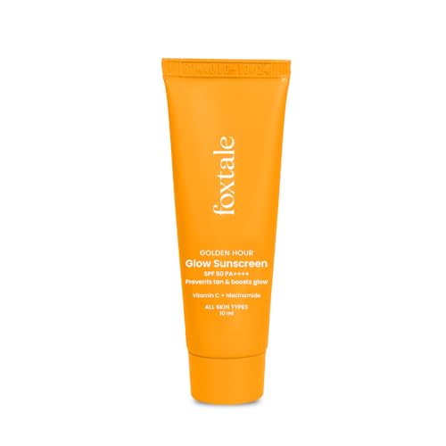 Foxtale SPF 50 Vitamin C Glow Sunscreen with PA++++ & Niacinamide | Lightweight | Fast Absorbing | UVA and UVB Filters | Prevents Tanning | No White Cast | Non-Greasy | For Men & Women | All Skin Types | 50 Ml