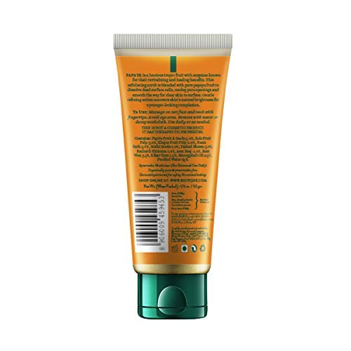 Biotique Papaya Tan Removal Brightening & Revitalizing Face Scrub | Gentle Exfoliation | Smooth and Clear Complexation | 100% Botanical Extracts| Suitable for All Skin Types | 75g