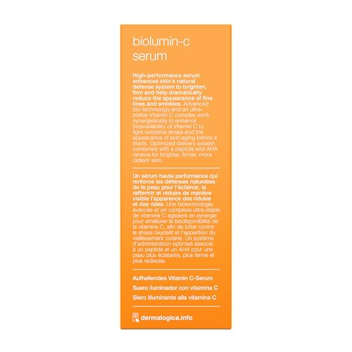 Dermalogica Biolumin-C Serum, Vitamin C Dark Spot Serum for Face with Peptide and AHA - Exfoliates and Reduces Unbalanced Pigmentation for Brighter, Firmer Skin