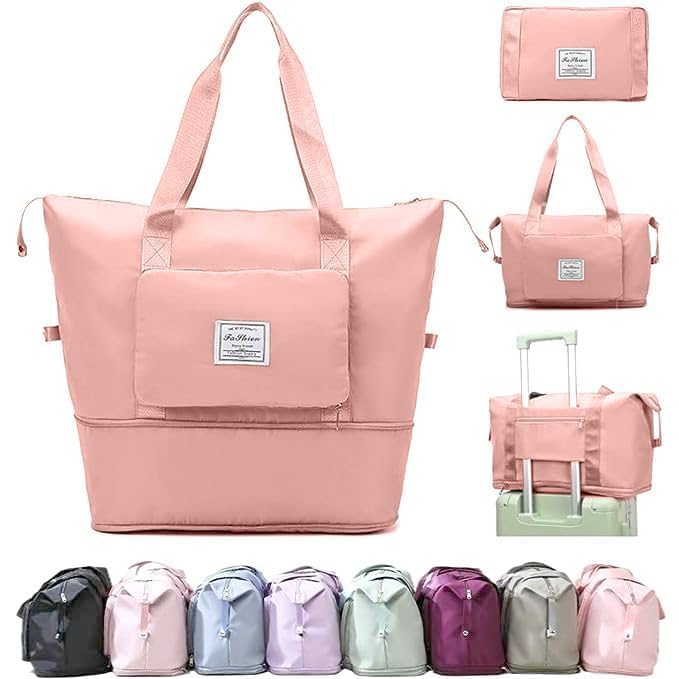 Wazdorf 41 Liter Expandable Travel Bags for Women, Duffle Bags for Women Luggage, Foldable Vanity Traveling Bag, Waterproof Hand Bag for Ladies Personal Items