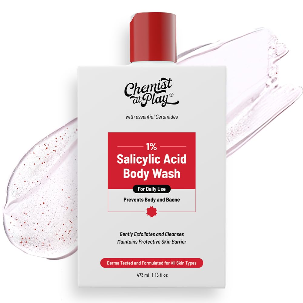 Body Wash Exfoliating For Dry Rough Bumpy Strawberry Skin With 1% Salicylic Acid 2% Lactic Acid And Ceramides For Men And Women (7.9 Ounce)