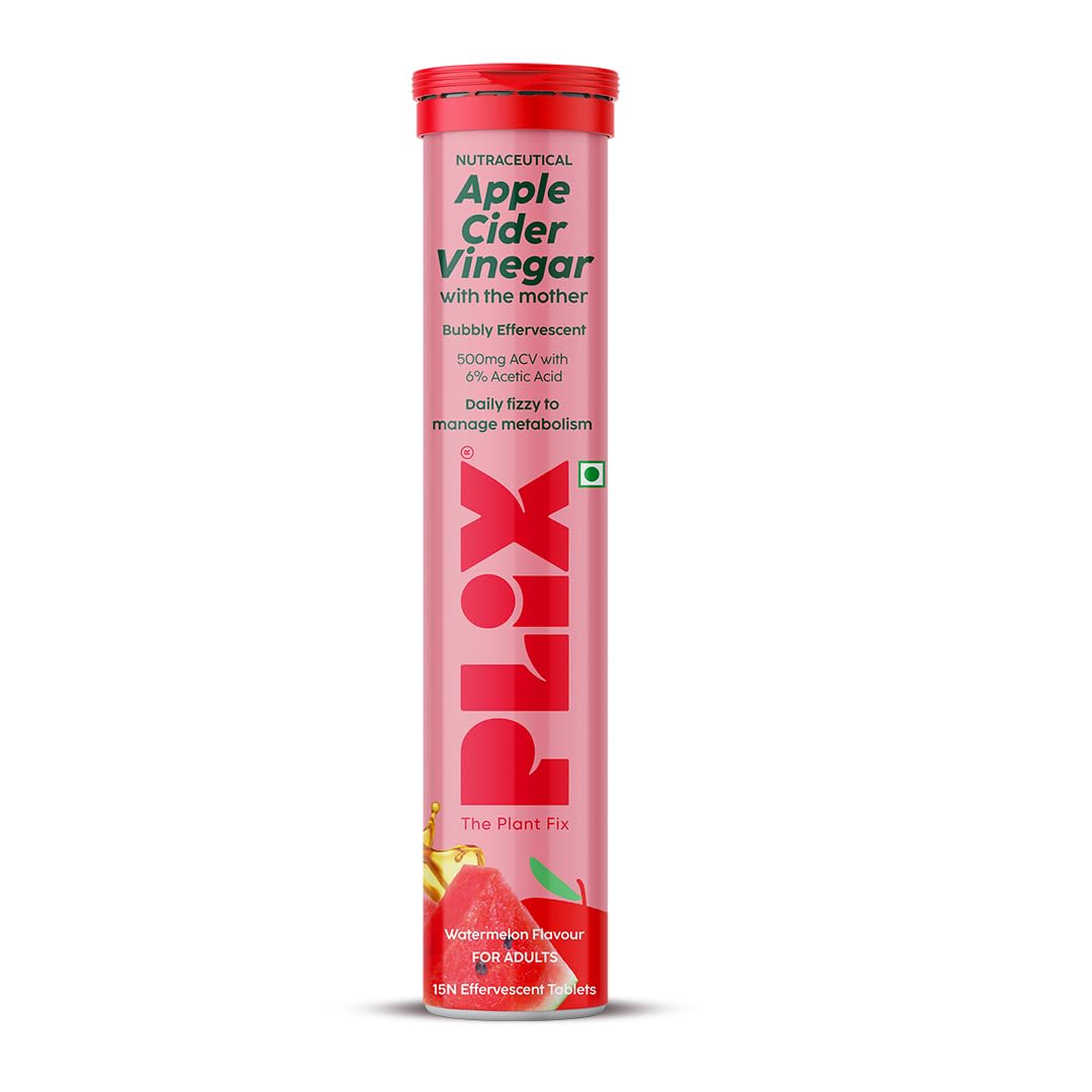 THE PLANT FIX Apple Cider Vinegar Effervescent Tablet with mother | Supports Metabolism & Appetite Control I With 500mg ACV, Vit B6 & B12 I No Maltodextrin, No Added Sugar I Pack of 4 (60 tablets)