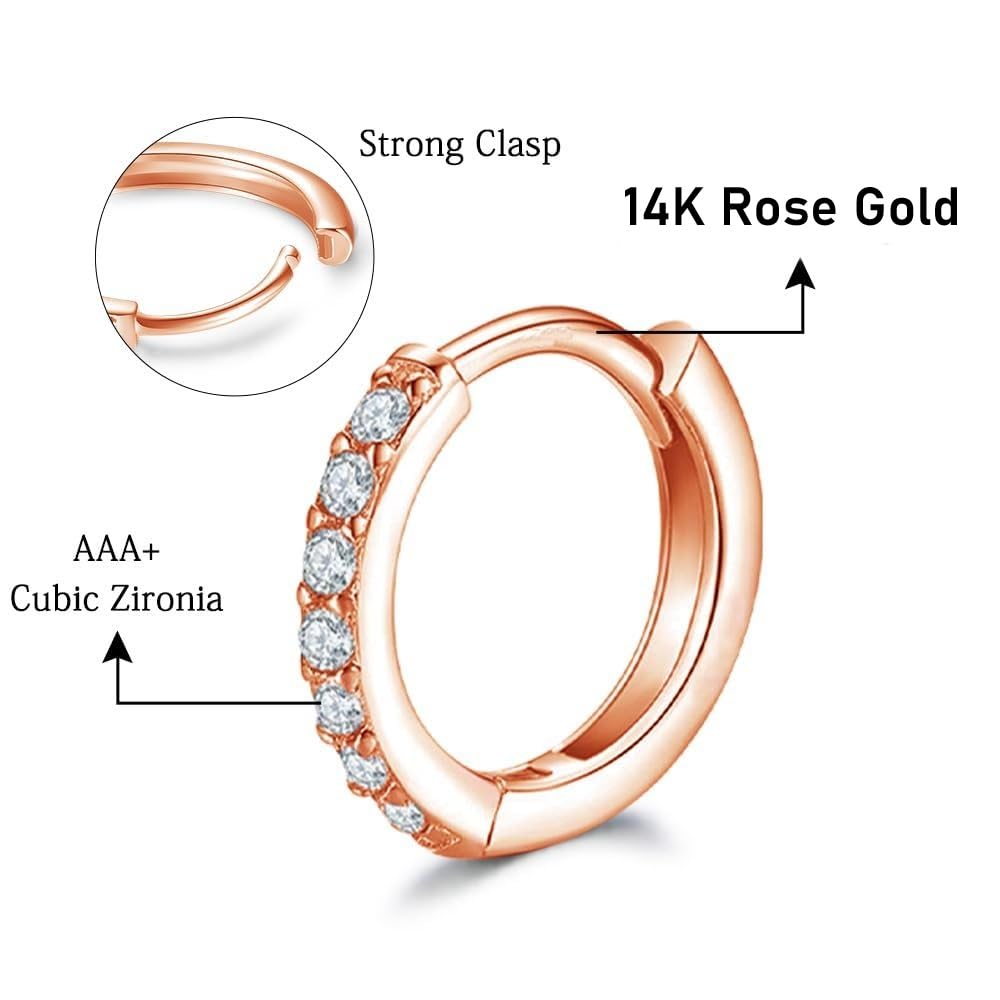 VAMA FASHIONS 18K Rose Gold Plated Hypoallergenic Piercing Kaju Kan ki Bali Hoop Earring Dainty Chunky Huggie Baali Stud Earrings for Girls Women