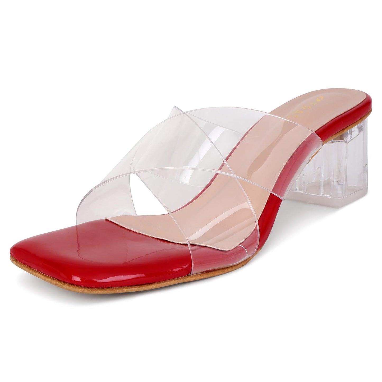 TRASE Lucid Luxe Stylish Transparent Cross Strap Block Heel Sandals For Women And Girls