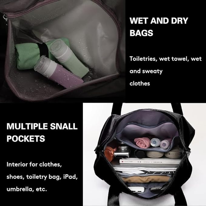 Wazdorf 41 Liter Expandable Travel Bags for Women, Duffle Bags for Women Luggage, Foldable Vanity Traveling Bag, Waterproof Hand Bag for Ladies Personal Items