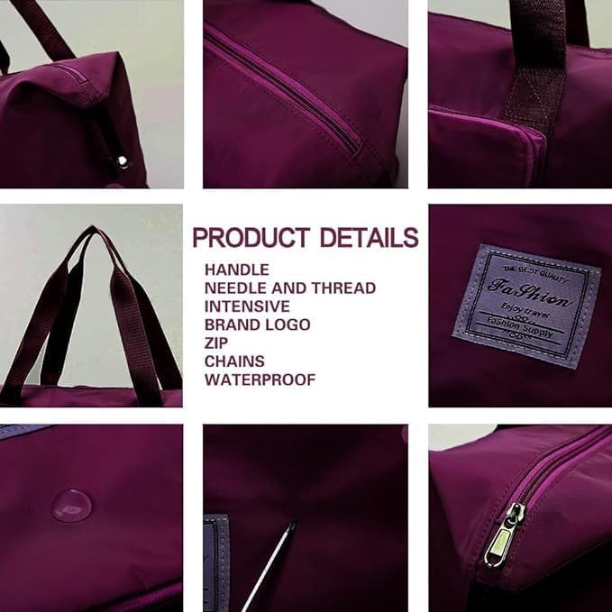 Wazdorf 41 Liter Expandable Travel Bags for Women, Duffle Bags for Women Luggage, Foldable Vanity Traveling Bag, Waterproof Hand Bag for Ladies Personal Items