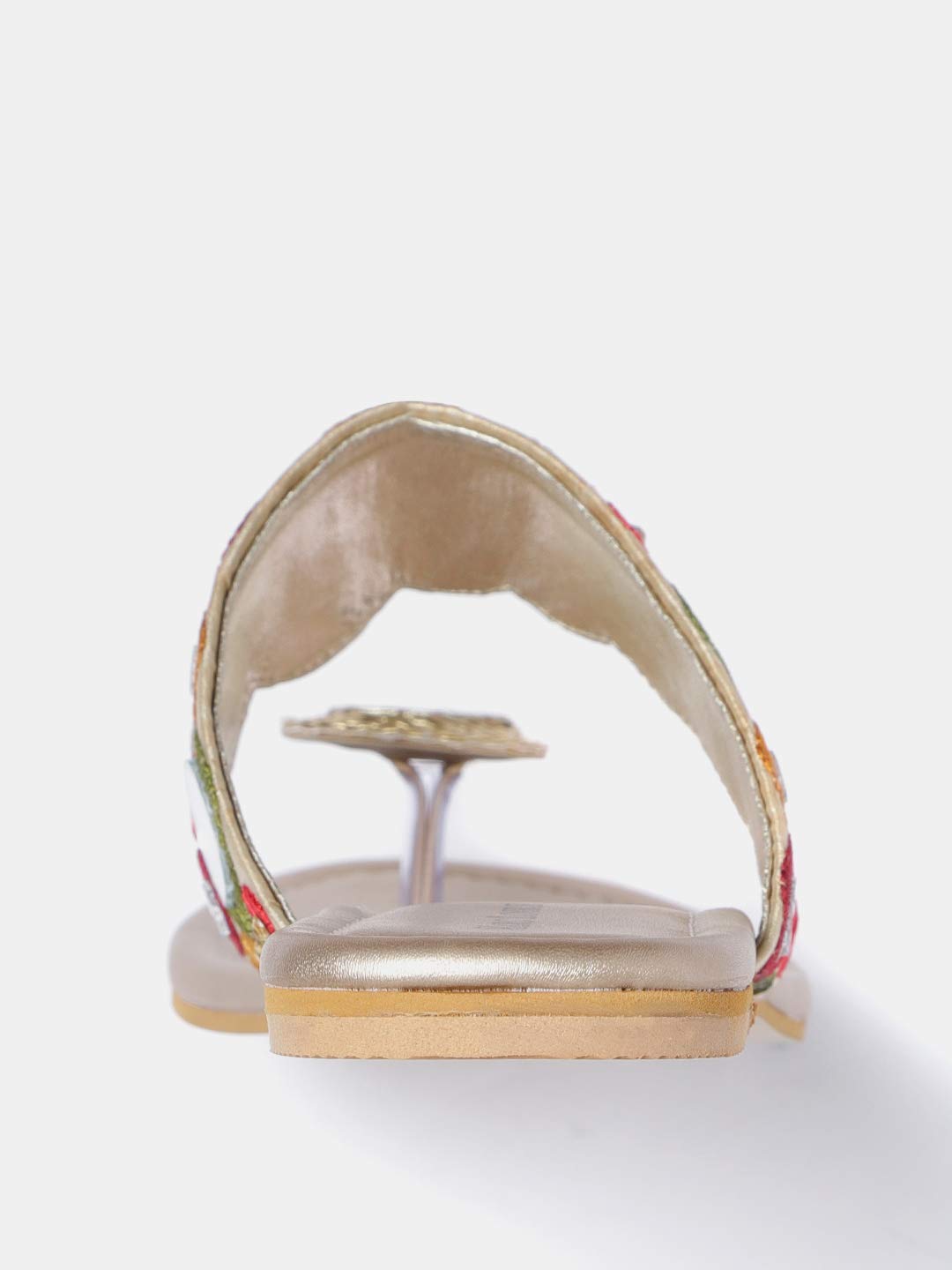 Marc Loire Women's One Toe Ethnic Slip-On Flat Chappals, Embellished & Traditional Footwear (Golden, UK Footwear Size System, Adult, Women, Numeric, Medium, 5)