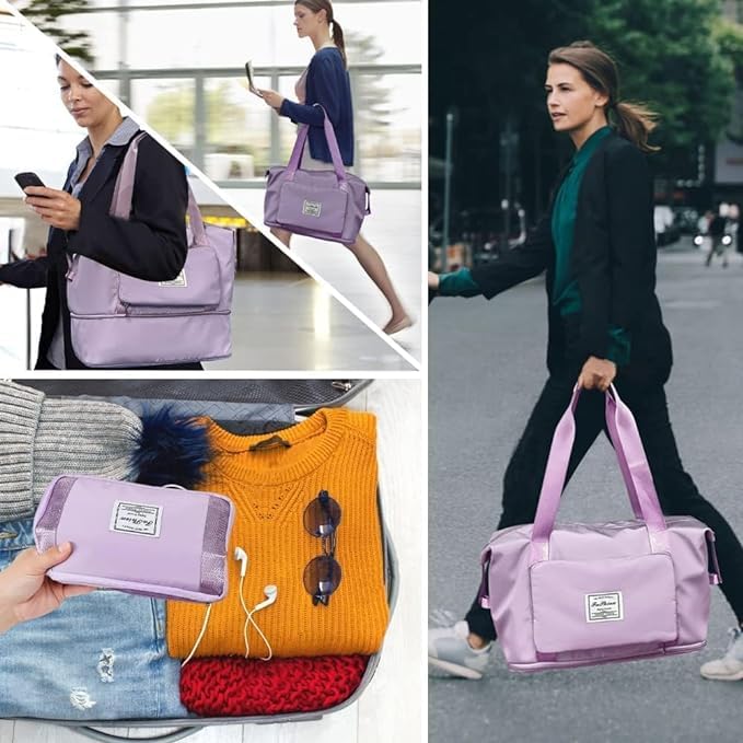 Wazdorf 41 Liter Expandable Travel Bags for Women, Duffle Bags for Women Luggage, Foldable Vanity Traveling Bag, Waterproof Hand Bag for Ladies Personal Items