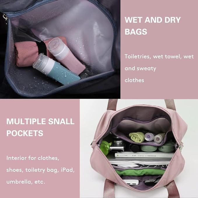 Wazdorf 41 Liter Expandable Travel Bags for Women, Duffle Bags for Women Luggage, Foldable Vanity Traveling Bag, Waterproof Hand Bag for Ladies Personal Items