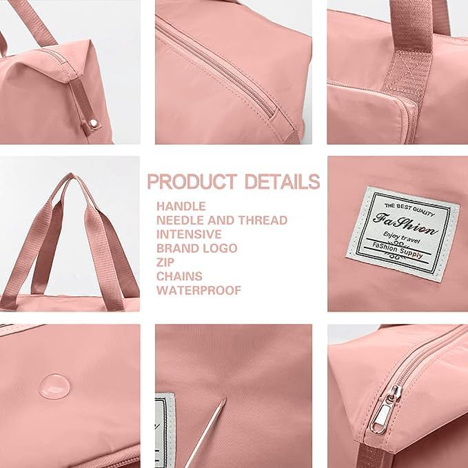 Wazdorf 41 Liter Expandable Travel Bags for Women, Duffle Bags for Women Luggage, Foldable Vanity Traveling Bag, Waterproof Hand Bag for Ladies Personal Items