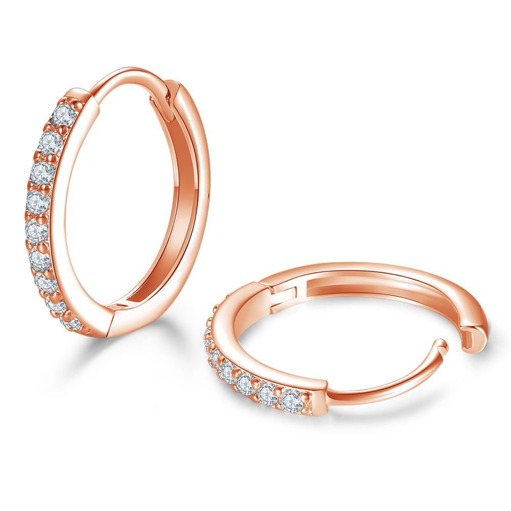 VAMA FASHIONS 18K Rose Gold Plated Hypoallergenic Piercing Kaju Kan ki Bali Hoop Earring Dainty Chunky Huggie Baali Stud Earrings for Girls Women