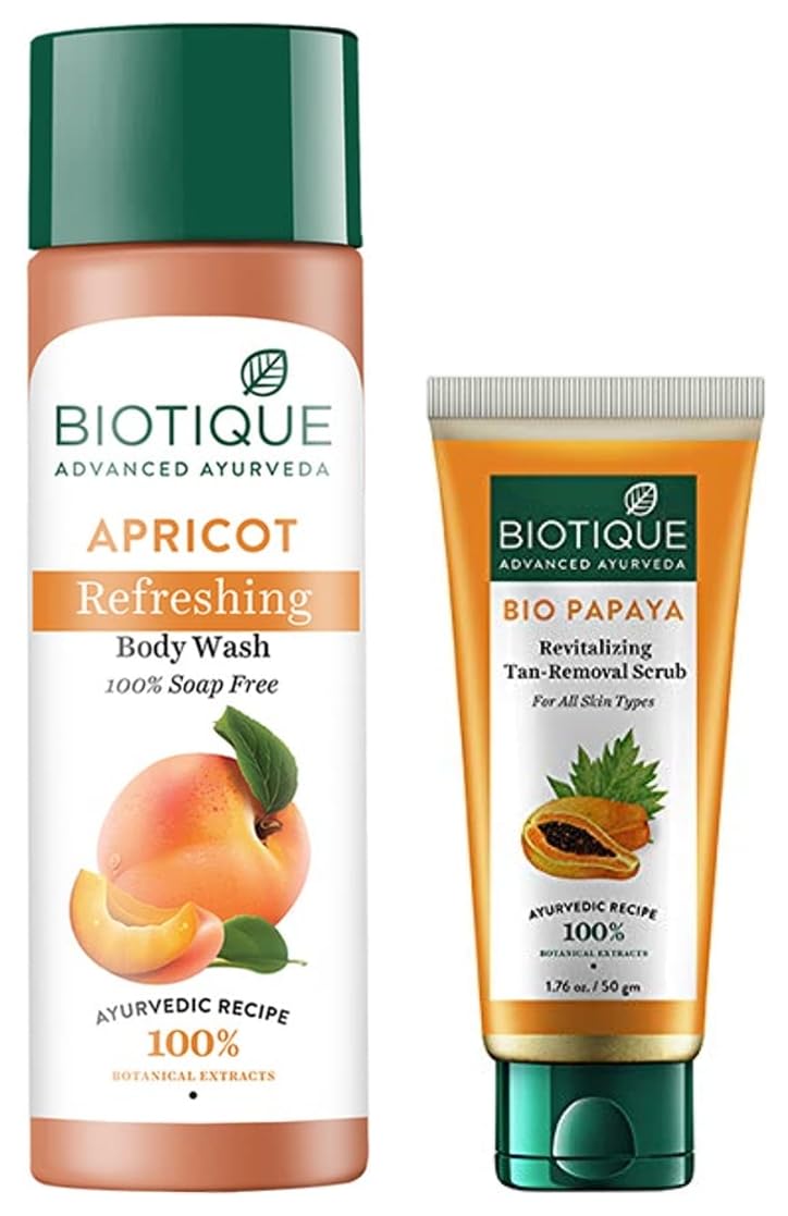 Biotique Bio Apricot Refreshing Body Wash, 190ml And Biotique Bio Honey Gel Refreshing Foaming Face Cleanser, 120ml