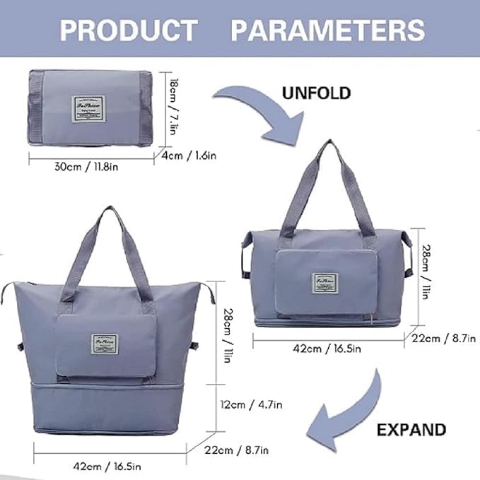 Wazdorf 41 Liter Expandable Travel Bags for Women, Duffle Bags for Women Luggage, Foldable Vanity Traveling Bag, Waterproof Hand Bag for Ladies Personal Items