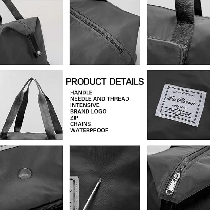 Wazdorf 41 Liter Expandable Travel Bags for Women, Duffle Bags for Women Luggage, Foldable Vanity Traveling Bag, Waterproof Hand Bag for Ladies Personal Items