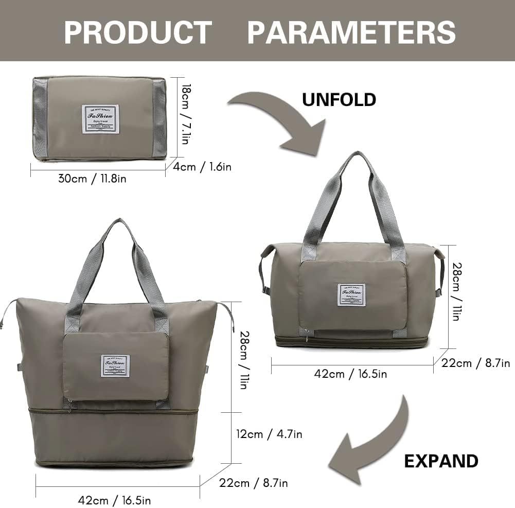Wazdorf 41 Liter Expandable Travel Bags for Women, Duffle Bags for Women Luggage, Foldable Vanity Traveling Bag, Waterproof Hand Bag for Ladies Personal Items