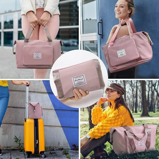 Wazdorf 41 Liter Expandable Travel Bags for Women, Duffle Bags for Women Luggage, Foldable Vanity Traveling Bag, Waterproof Hand Bag for Ladies Personal Items