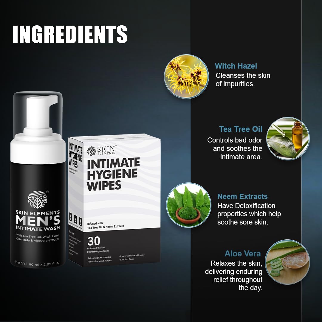 Skin Elements Intimate Wash for Men with Passion Fruit (4.05 Fl Oz) | pH Balanced Foaming Intimate Wash | Prevents Itching, Irritation & Bad Odor |