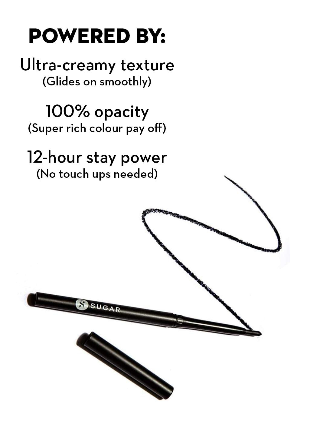 SUGAR Cosmetics Kohl Of Honour Intense Kajal01 Black Out (Black) Longlasting formula, Lightweight