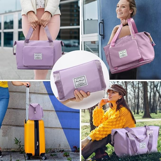 Wazdorf 41 Liter Expandable Travel Bags for Women, Duffle Bags for Women Luggage, Foldable Vanity Traveling Bag, Waterproof Hand Bag for Ladies Personal Items