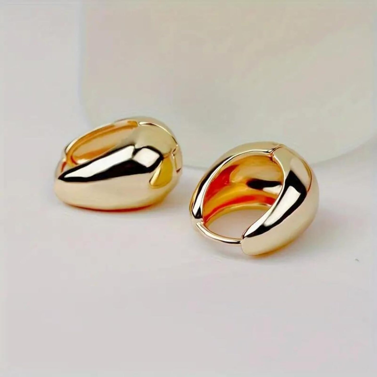Salve Stylish Trendy Chunky Golden Dainty Small Huggie Hoop Earrings | Latest Fancy Trendy Hoops Bali Studs | Korean Fashion Jewellery Women & Girls (Oval)