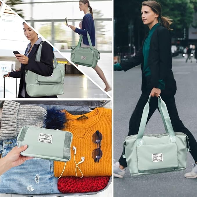 Wazdorf 41 Liter Expandable Travel Bags for Women, Duffle Bags for Women Luggage, Foldable Vanity Traveling Bag, Waterproof Hand Bag for Ladies Personal Items