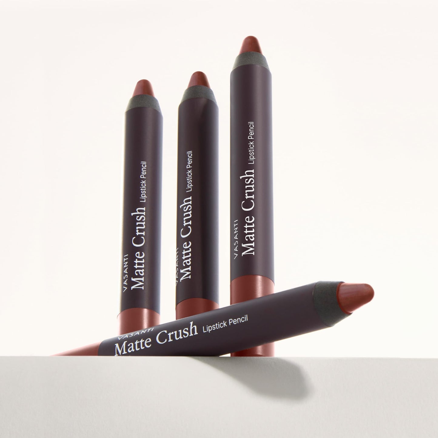 VASANTI Matte Crush Lipstick Pencil – Rosy Pout Medium Pink Brown – Soft, Velvety Matte Finish, Waterproof, Smooth Application – Natural, Vegan, Paraben-Free Lip Color