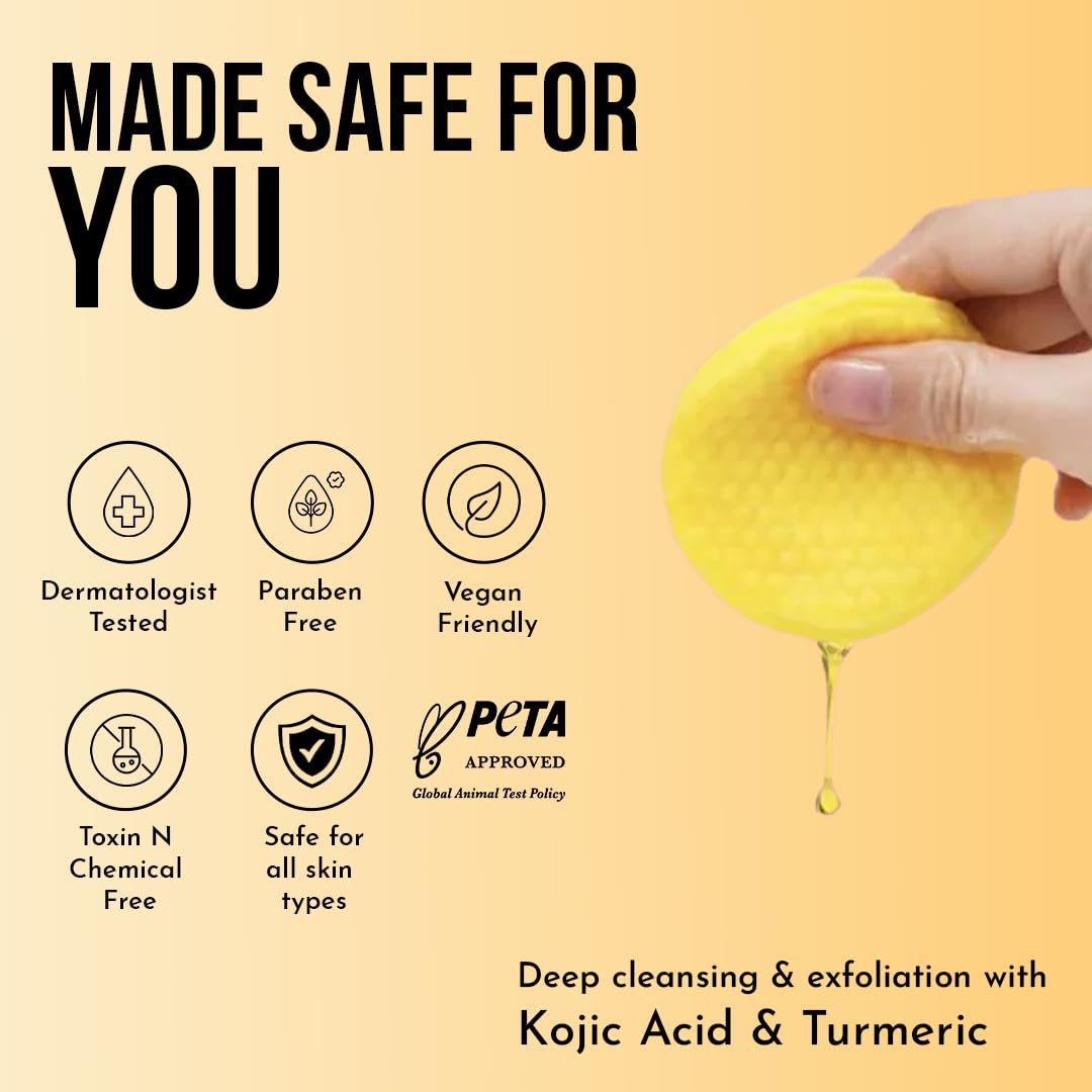 WILDGLOW Turmeric & Kojic Acid Face Cleansing Pads for Dark Spots, Skin Brightening & Acne Prevention | Vitamin C, Retinol & Chamomile Hydrolat | For Women & Men | All Skin Type | 40 Pieces Pack of 1