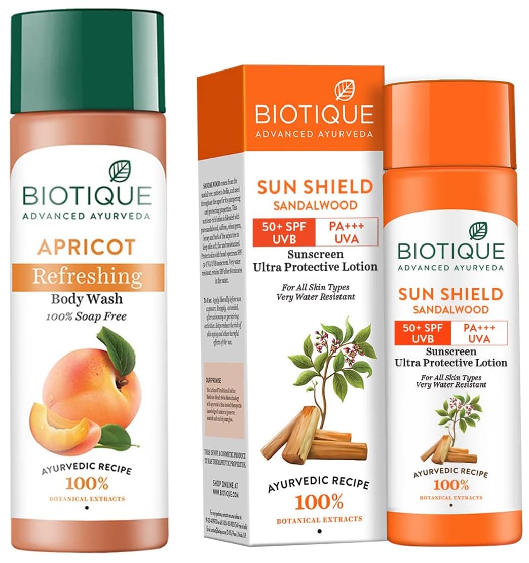 Biotique Bio Apricot Refreshing Body Wash, 190ml And Biotique Bio Honey Gel Refreshing Foaming Face Cleanser, 120ml