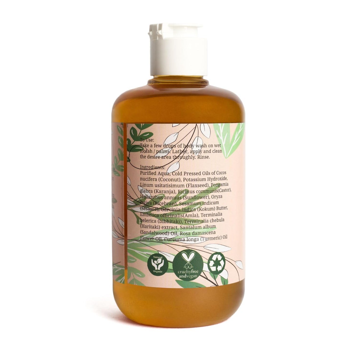 Rustic Art Rosemary Peppermint Body Wash | Organic Castile Soap | Cooling, Fights Body Acne & Gently Exfoliates | Sulphate & Paraben-Free | For Women & Men | Deep Cleansing & Moisturizing | 300ml