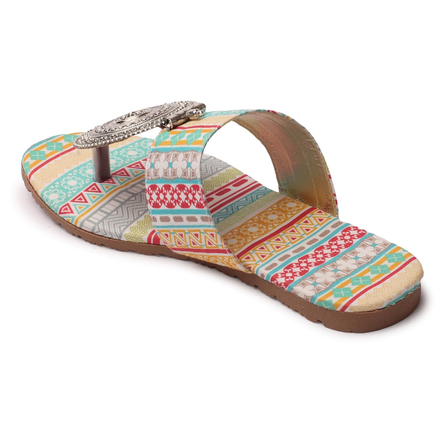 Women's Banjara Style Rajasthani Chappal Ethnic Flats Sandal, Traditional Slip-On Slipper 3 to 8 Sizes