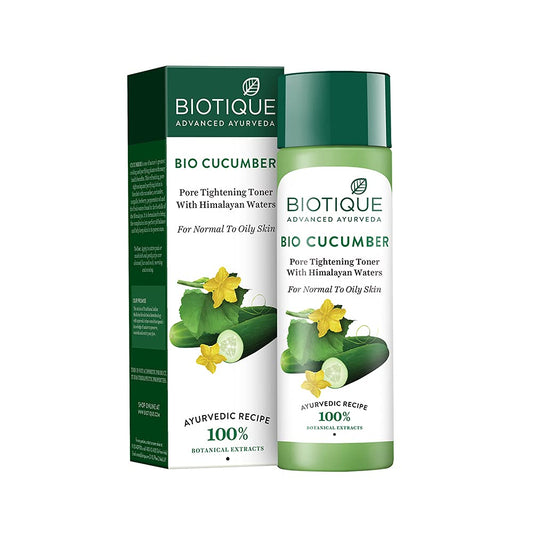 Biotique Cucumber Pore Tightening Toner| Ayurvedic and Organically Pure| Maintains Skin’s Natural pH |100% Botanical Extracts| Suitable for Normal & Oily Skin Types| 120mL