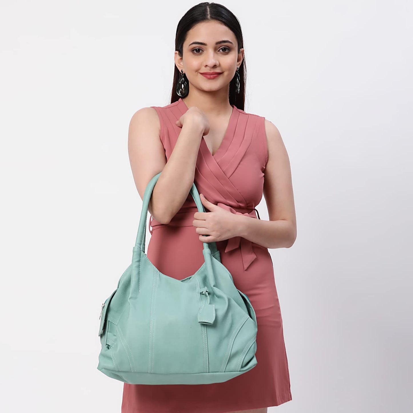 Fostelo Women's Vegan Leather Style Diva Handbag Shoulder Hobo Bag Ladies Purse (Large)