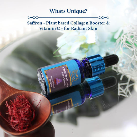 Blue Nectar Kumkumadi Tailam Skin Brightening Face Oil for Glowing Skin, Dull & Damage Skin Repair | Natural Anti Aging Serum | With Plant Based Collagen Booster (26 Herbs, 10 ml)