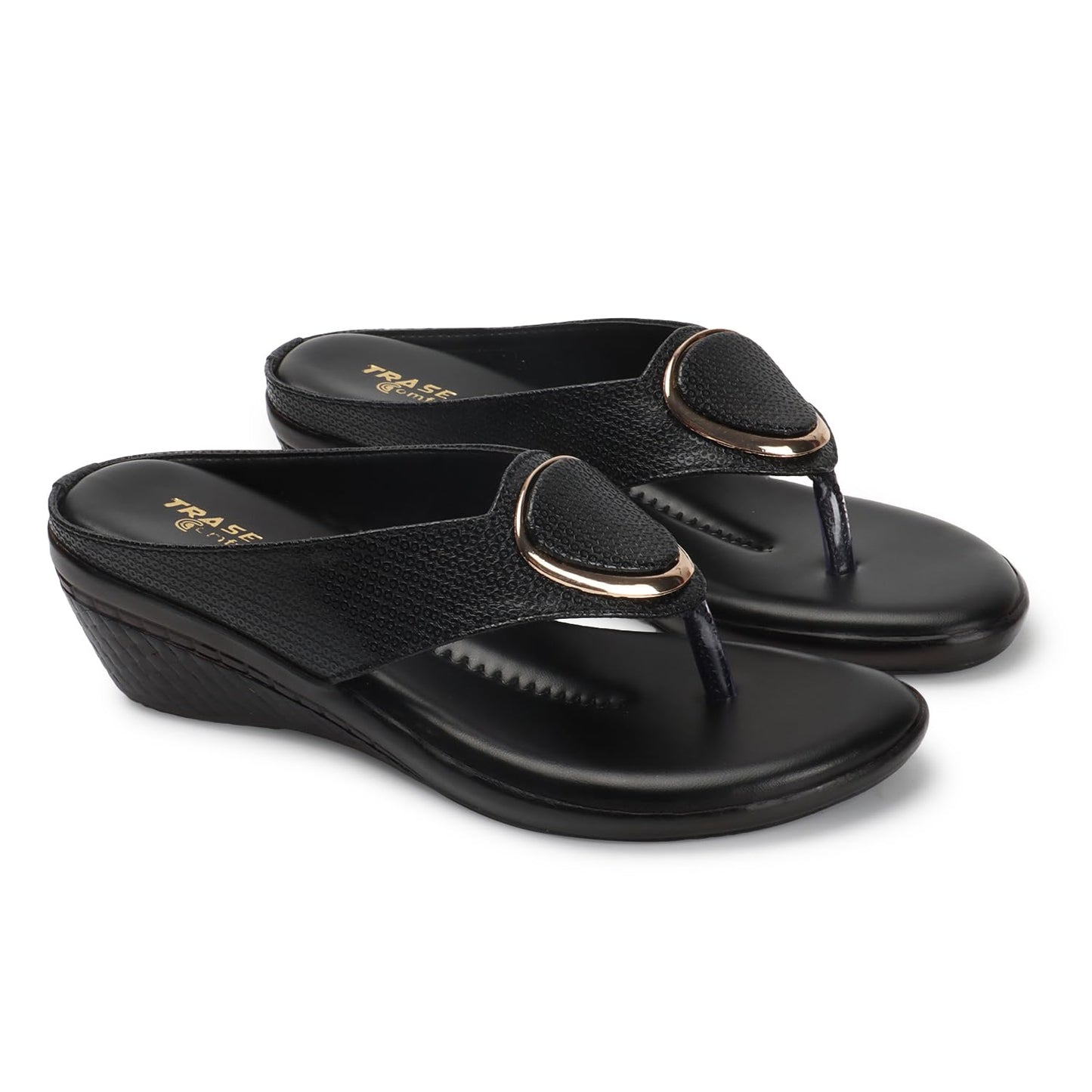 TRASE Women's Fashion Sandal | Faux Leather, Comfortable & Stylish Wedges | Ideal for Casual & Formal Occasions 2 inches heel