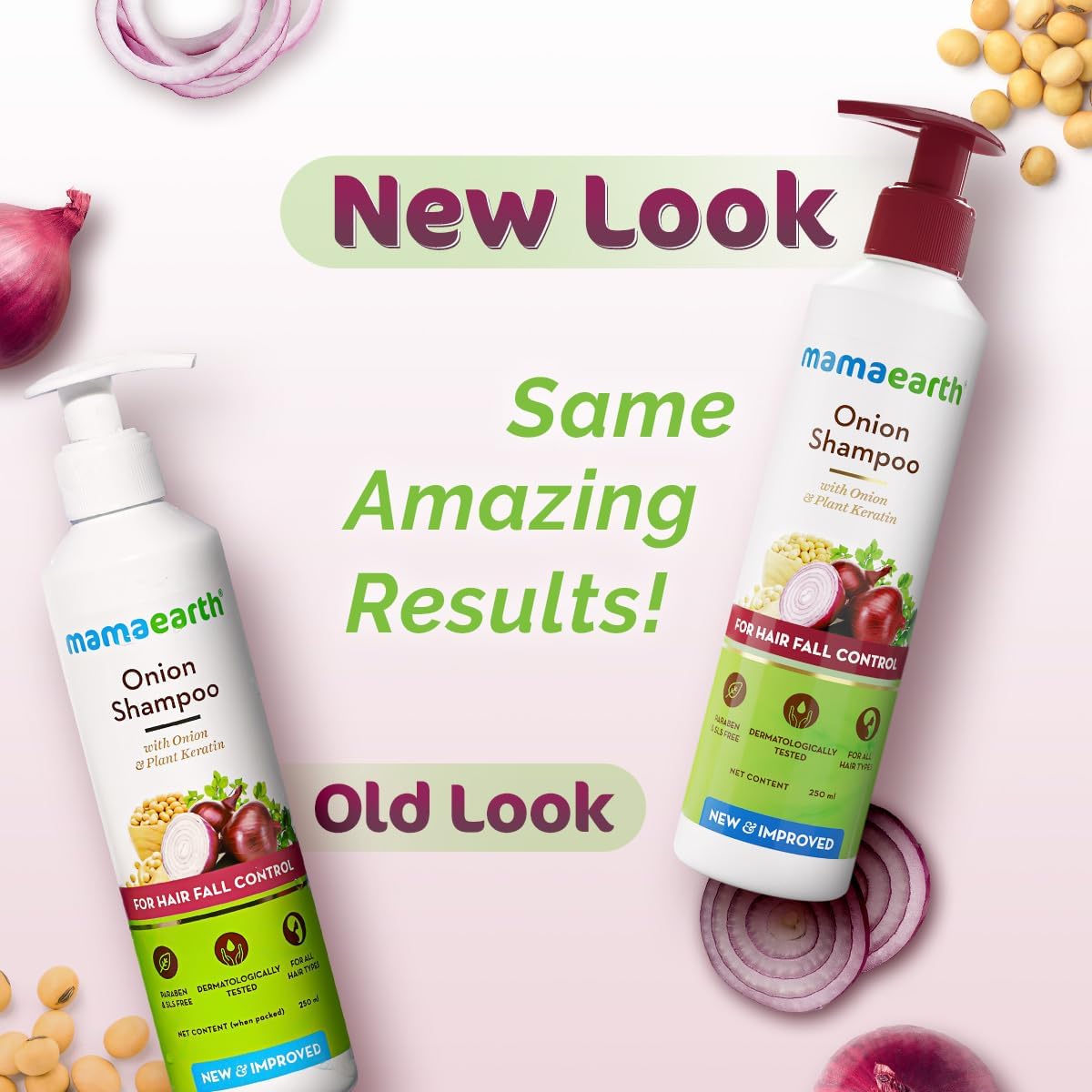 Mamaearth Onion Shampoo for Hair Growth | With Onion Oil & Plant Keratin | Stronger, Thicker and Longer Hair | Sulfate Free, Paraben Free | 8.45 fl oz (250ml)