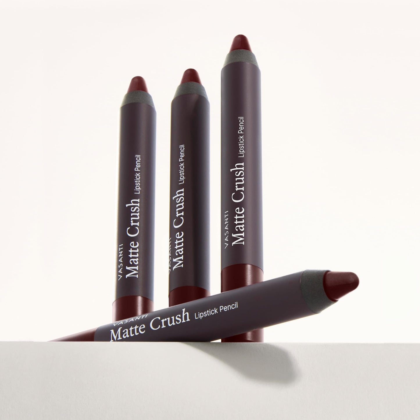 VASANTI Matte Crush Lipstick Pencil – Rosy Pout Medium Pink Brown – Soft, Velvety Matte Finish, Waterproof, Smooth Application – Natural, Vegan, Paraben-Free Lip Color