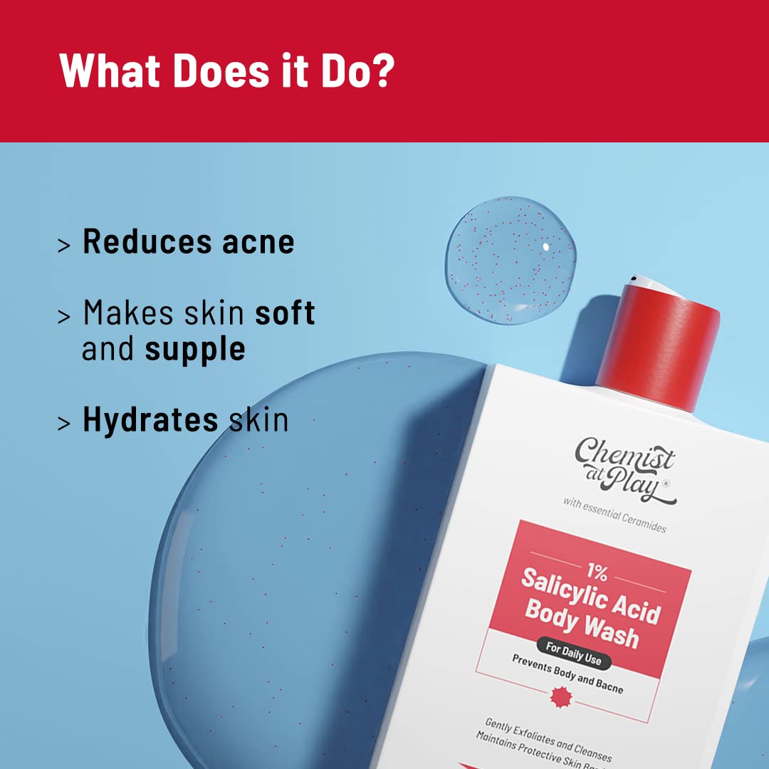 Body Wash Exfoliating For Dry Rough Bumpy Strawberry Skin With 1% Salicylic Acid 2% Lactic Acid And Ceramides For Men And Women (7.9 Ounce)