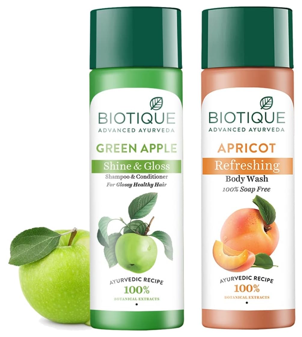 Biotique Bio Apricot Refreshing Body Wash, 190ml And Biotique Bio Honey Gel Refreshing Foaming Face Cleanser, 120ml
