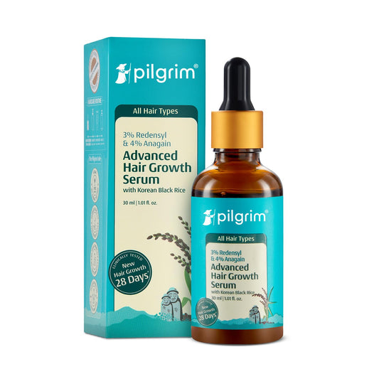 Pilgrim Advanced Hair Growth Serum with Redensyl 3%, Anagain 4% & Baicapil | Hair Fall Control & Regrowth | Korean Black Rice | For Men & Women, 1.69 Fl Oz (50ml)