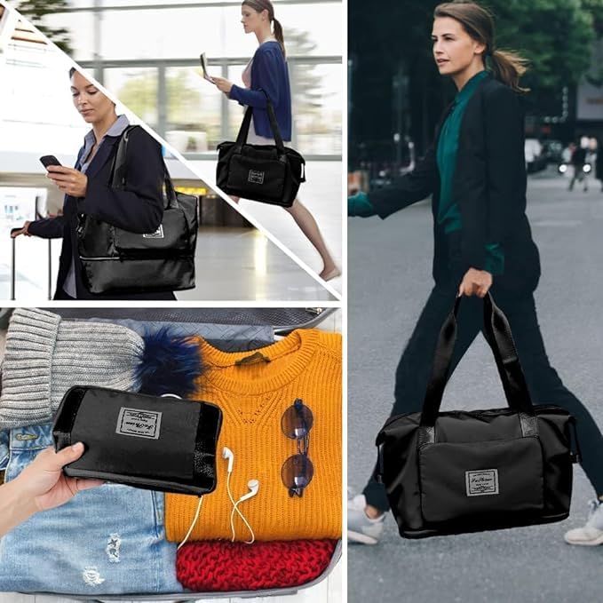 Wazdorf 41 Liter Expandable Travel Bags for Women, Duffle Bags for Women Luggage, Foldable Vanity Traveling Bag, Waterproof Hand Bag for Ladies Personal Items