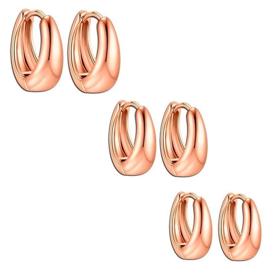 VAMA FASHIONS 18K Rose Gold Plated Hypoallergenic Piercing Kaju Kan ki Bali Hoop Earring Dainty Chunky Huggie Baali Stud Earrings for Girls Women