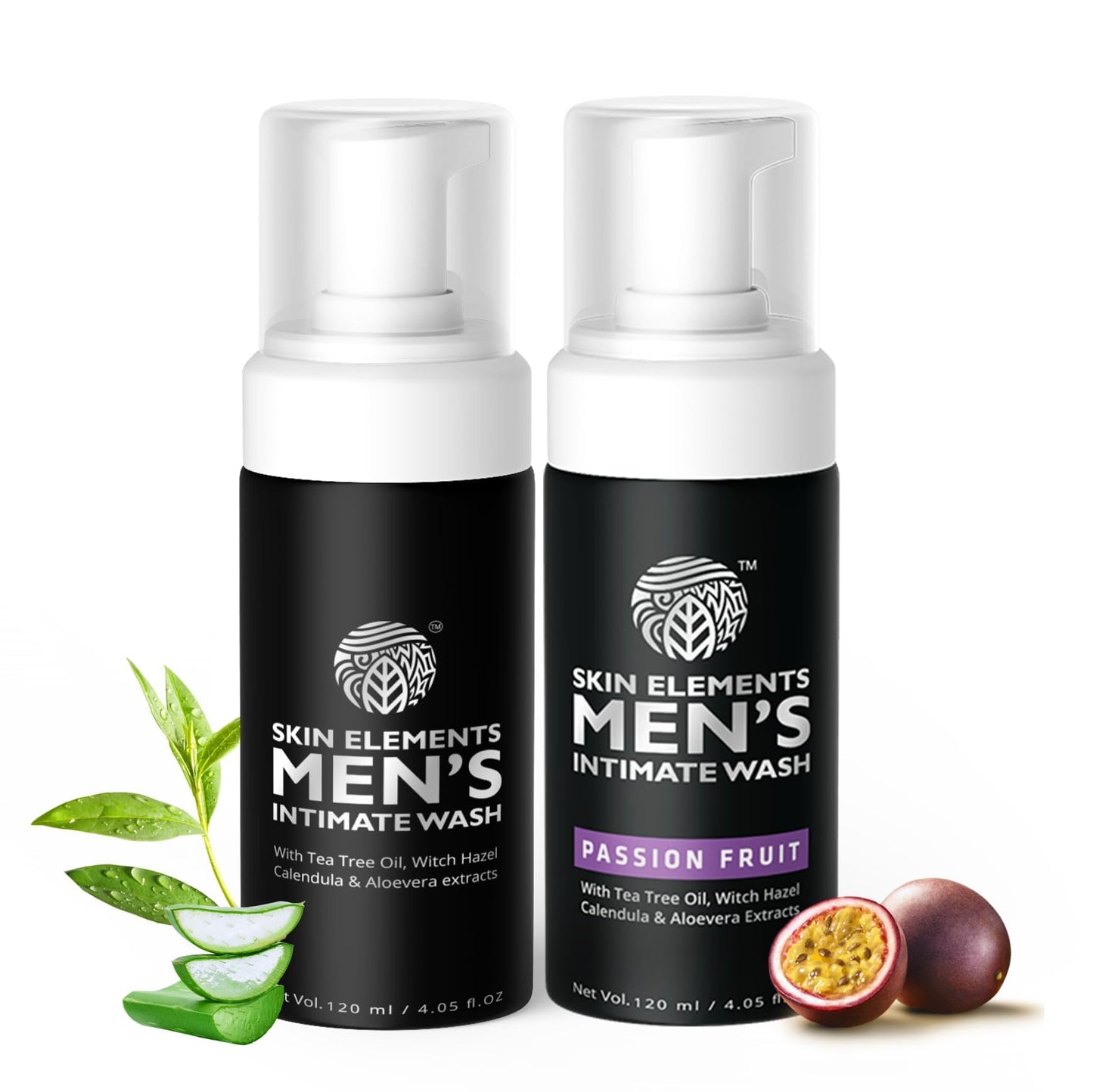 Skin Elements Intimate Wash for Men with Passion Fruit (4.05 Fl Oz) | pH Balanced Foaming Intimate Wash | Prevents Itching, Irritation & Bad Odor |