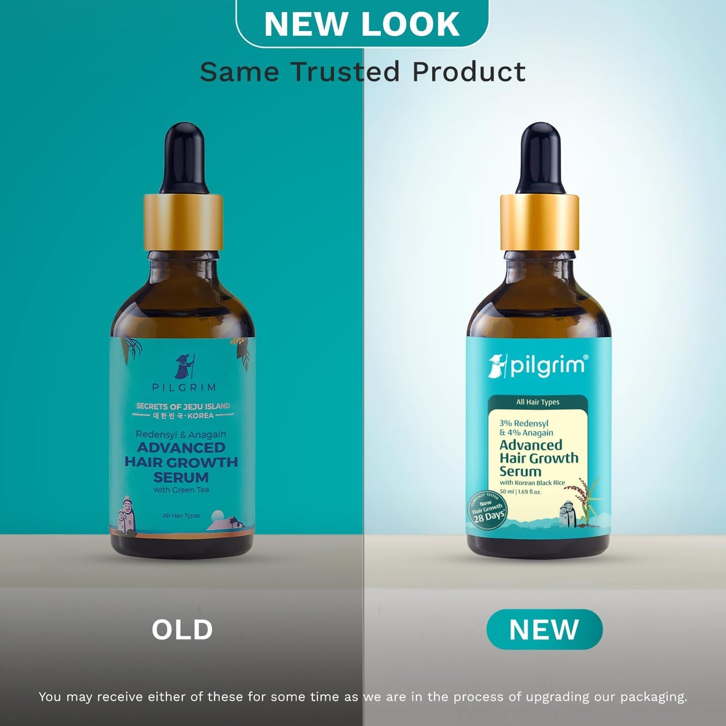 Pilgrim Advanced Hair Growth Serum with Redensyl 3%, Anagain 4% & Baicapil | Hair Fall Control & Regrowth | Korean Black Rice | For Men & Women, 1.69 Fl Oz (50ml)