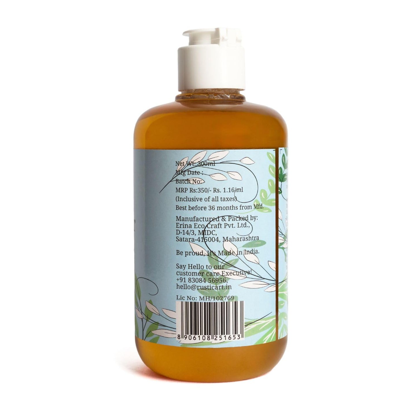 Rustic Art Rosemary Peppermint Body Wash | Organic Castile Soap | Cooling, Fights Body Acne & Gently Exfoliates | Sulphate & Paraben-Free | For Women & Men | Deep Cleansing & Moisturizing | 300ml