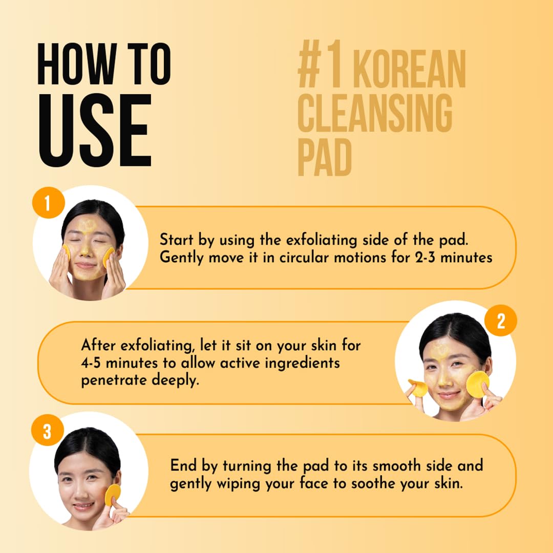 WILDGLOW Turmeric & Kojic Acid Face Cleansing Pads for Dark Spots, Skin Brightening & Acne Prevention | Vitamin C, Retinol & Chamomile Hydrolat | For Women & Men | All Skin Type | 40 Pieces Pack of 1