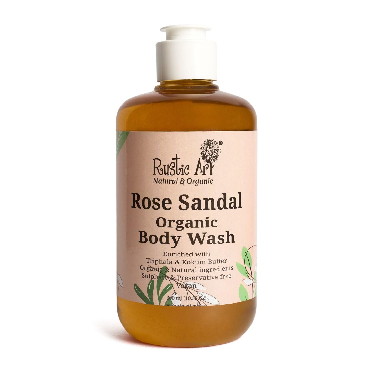 Rustic Art Rosemary Peppermint Body Wash | Organic Castile Soap | Cooling, Fights Body Acne & Gently Exfoliates | Sulphate & Paraben-Free | For Women & Men | Deep Cleansing & Moisturizing | 300ml