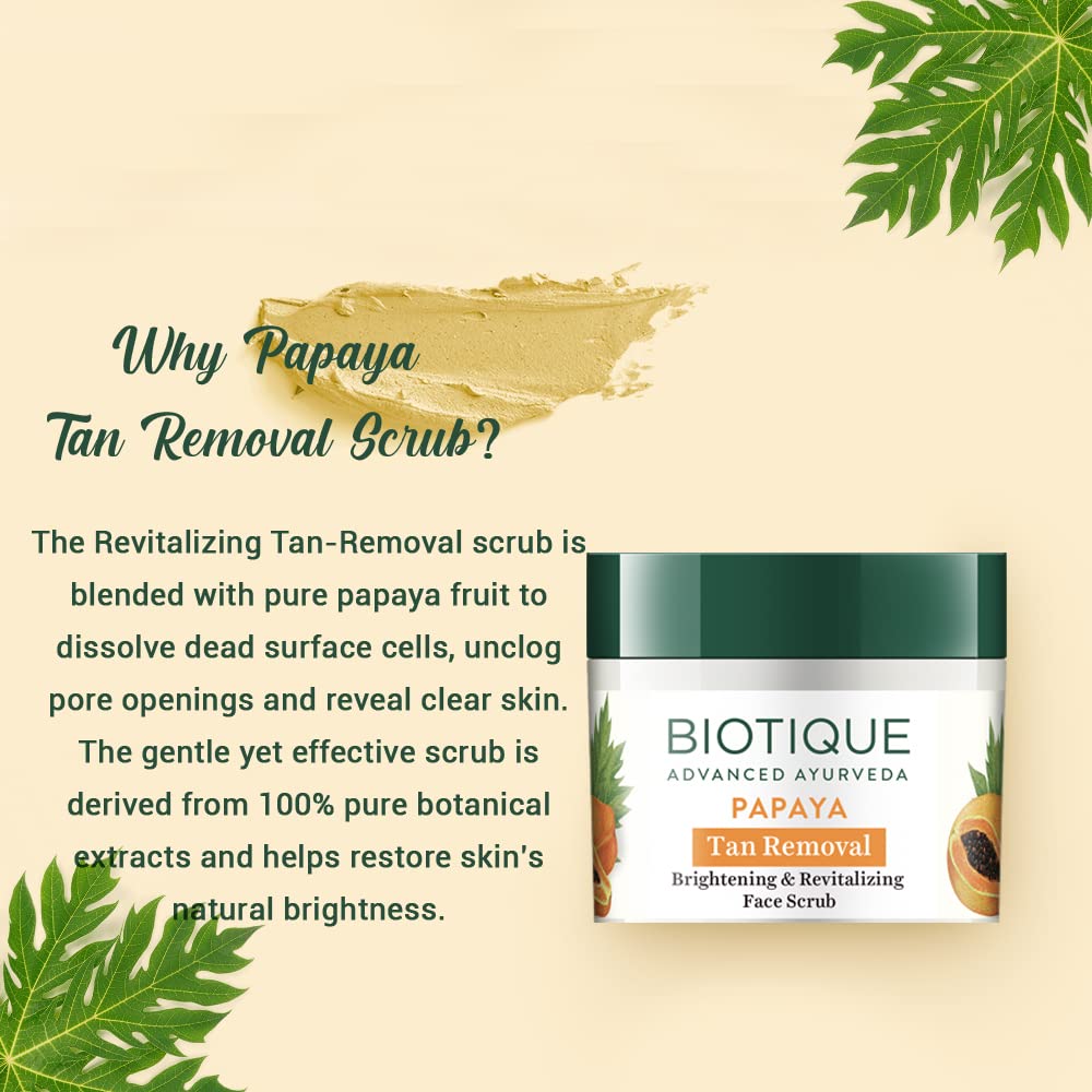 Biotique BIO PAPAYA Revitalizing Tan- Removal scrub 75gm/ 2.65 Fl.Oz
