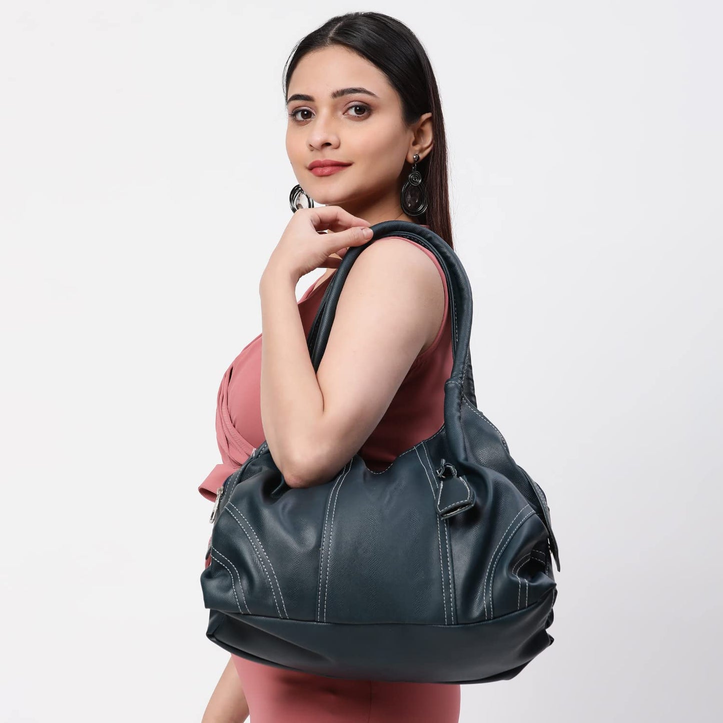 Fostelo Women's Vegan Leather Style Diva Handbag Shoulder Hobo Bag Ladies Purse (Large)