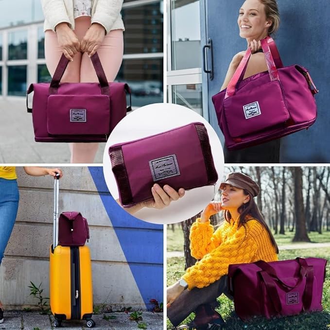 Wazdorf 41 Liter Expandable Travel Bags for Women, Duffle Bags for Women Luggage, Foldable Vanity Traveling Bag, Waterproof Hand Bag for Ladies Personal Items
